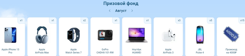 Призовой фонд августа